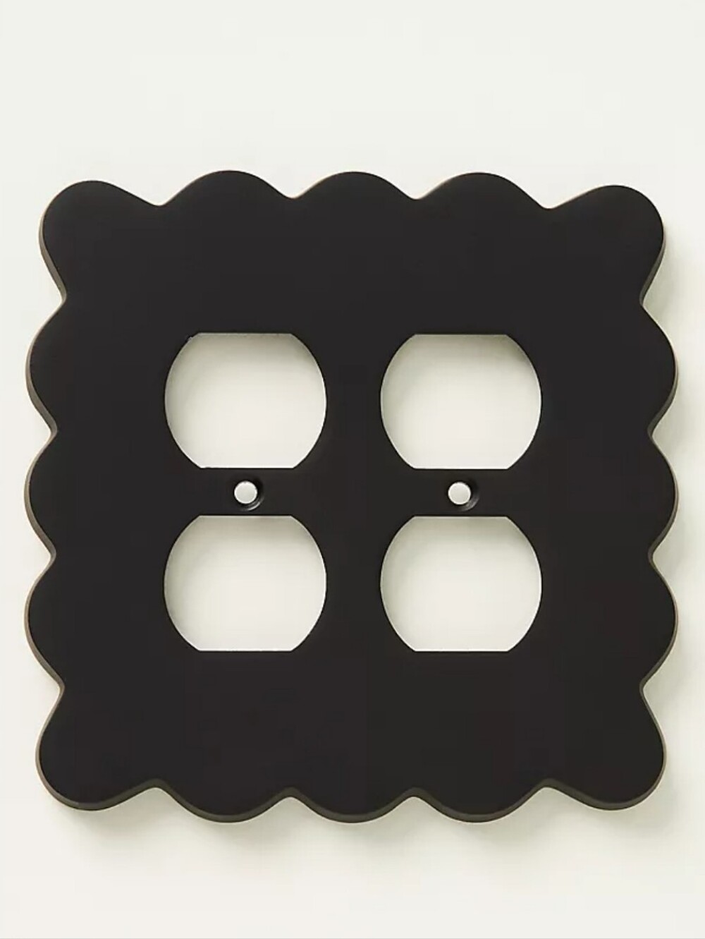NWT Anthroplogie Black Matte Scalloped Double Outlet Wall Plate